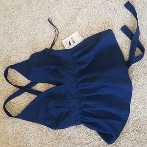 FREE PEOPLE Sexy Blue Halter Top